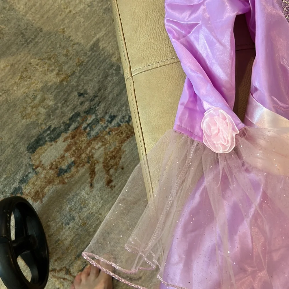 Disney’s Rapunzel size 10 costume from tangled she pretty roses on sleeves